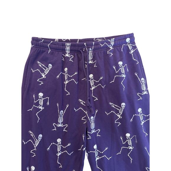 Women XL Mighty Fine Purple Sweatpants Dancing Skeleton Jogger Pants Cotton - Picture 2 of 6